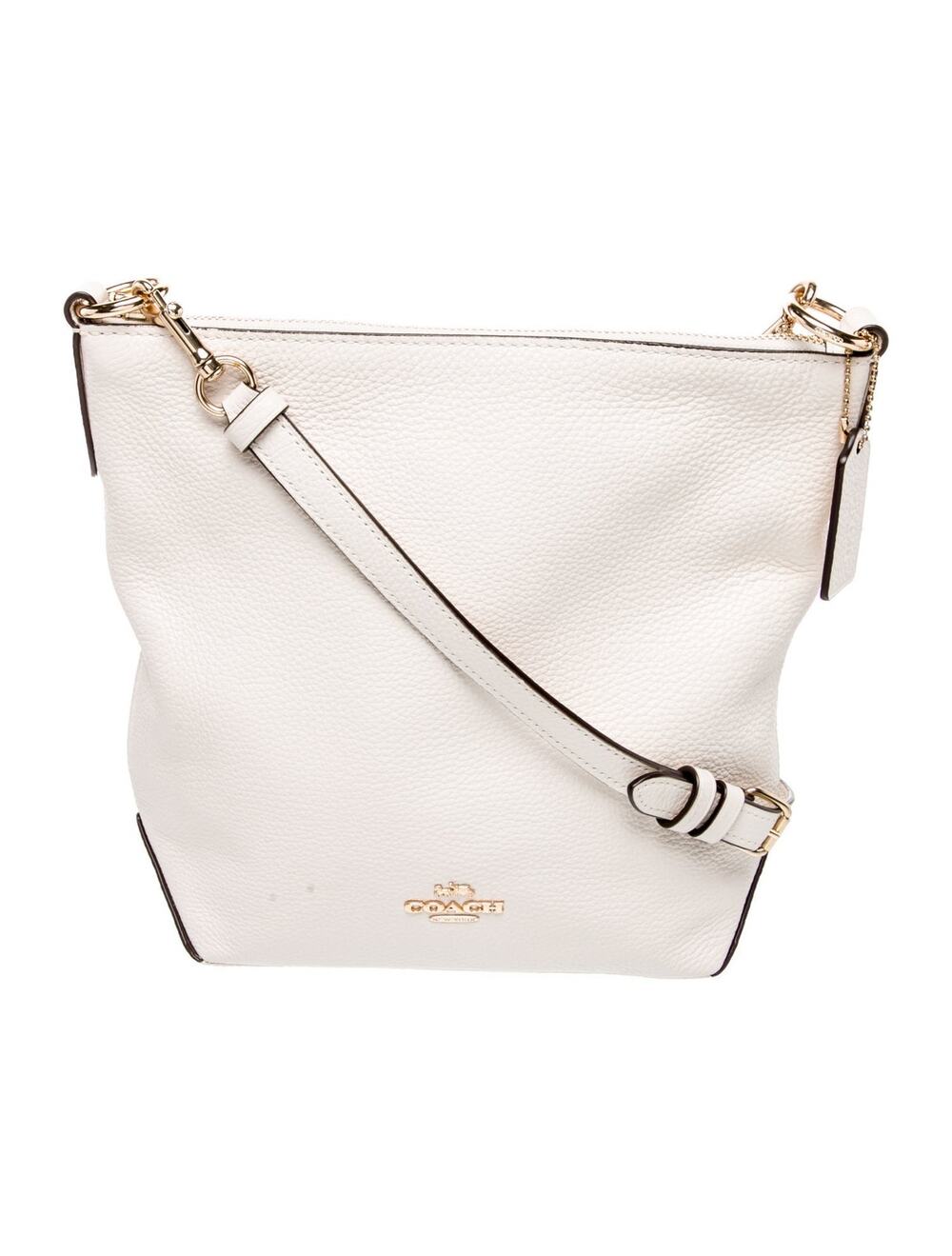 Coach Leather Crossbody Bag white cream crossbody gold hardware zip top neutral